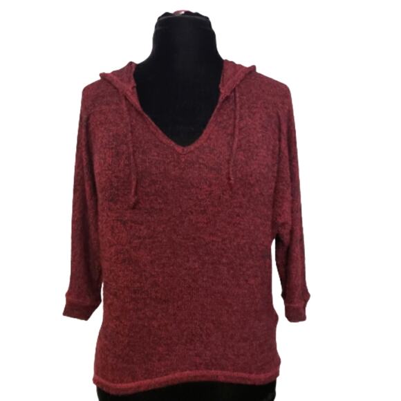 Moa Moa Sweater High Low 3/4 Dolman Sleeve Hooded Drawstring Hoodie XS Casual - Picture 1 of 10